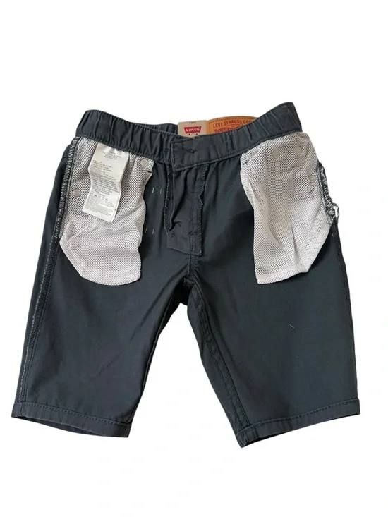 Levi's Boys Size 7 Dark Gray Elastic Waist Shorts with White Mesh Lining NWT - Picture 2 of 6